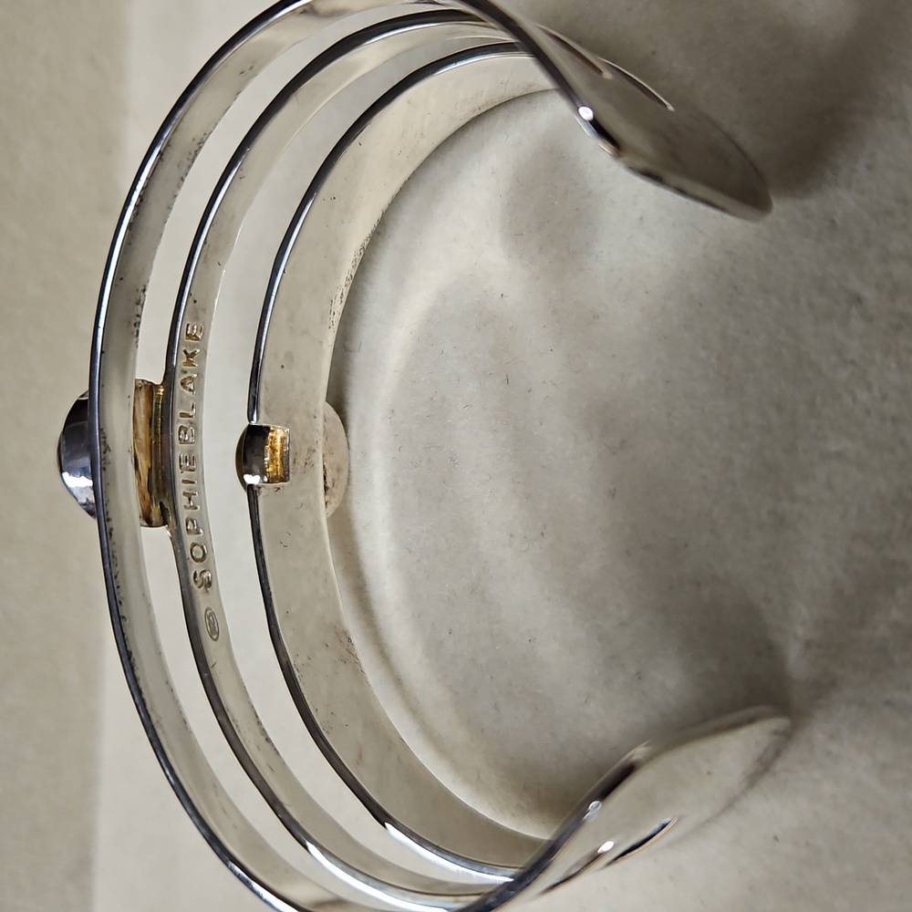 Sophie Blake925 Sterling Silve Alice Cuff  Bracelet Tiger Eye 1" W 2 1/2" Across - Picture 4 of 4